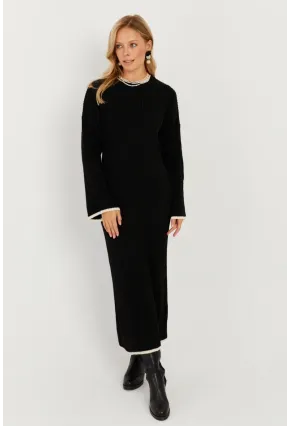 Kadın Siyah Triko Maxi Elbise SF2538