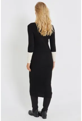 Kadın Siyah Triko Midi Elbise KED139