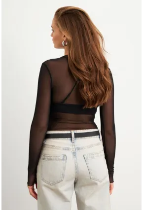 Kadın Siyah Tül Body RX454