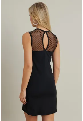 Kadın Siyah Tül Detaylı Mini Elbise TF77