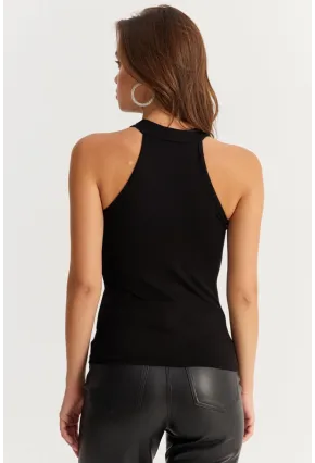 Kadın Siyah Üstü Tül Halter Yaka Bluz EY2922