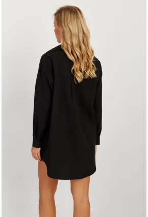 Kadın Siyah Uzun Basic Gömlek SF2535
