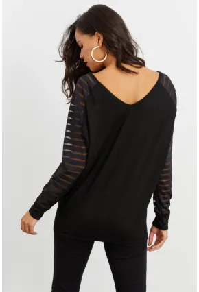 Kadın Siyah V Yaka Bluz ST3074