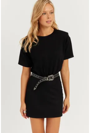 Kadın Siyah Vatkalı Mini Elbise GÇ157