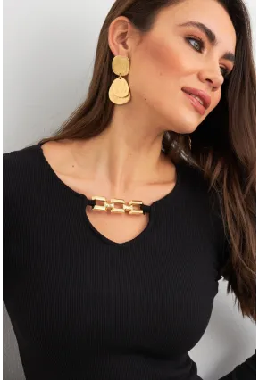 Kadın Siyah Yakası Aksesuarlı Mini Elbise FRY2267