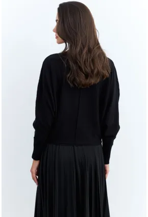 Kadın Siyah Yarasa Kol Kazak YİL558