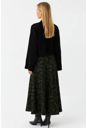 Kadın Siyah-Yeşil Desenli Çan Etek LON3007