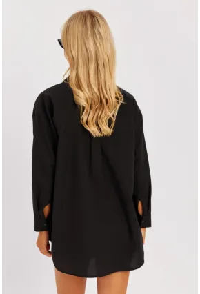 Kadın Siyah Yeşil Fermuarlı Uzun Gömlek SF1317