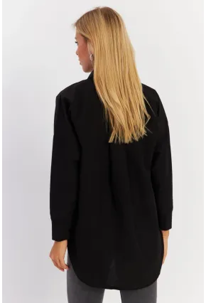 Kadın Siyah Zımbalı Gömlek MASF2