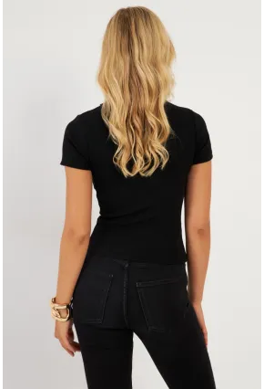 Kadın Siyah Zincir Aksesuarlı Bluz XL2020