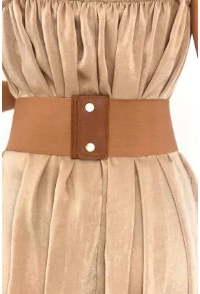 Kadın Taba Üç Tokalı Lastikli Korse Kemer BE642