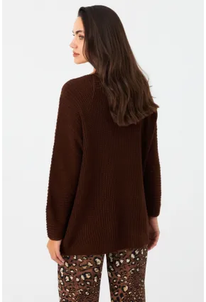 Kadın Tarçın V Yaka Salaş Triko Bluz SMT158