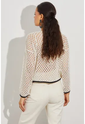 Kadın Taş Ajurlu Triko Bluz YV138