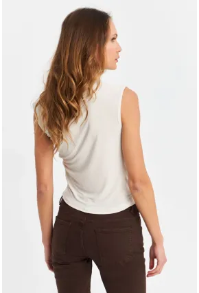 Kadın Taş Büzgülü Kolsuz Bluz LPP1205-90