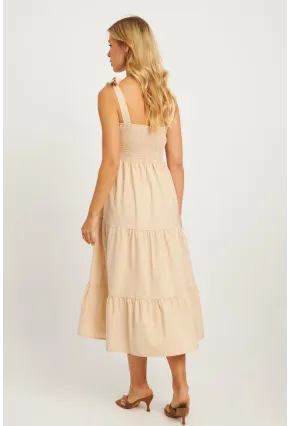 Kadın Taş Gipeli Volanlı Midi Elbise SGT407