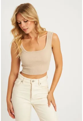 Kadın Taş Kare Yaka Crop Bluz XL2003