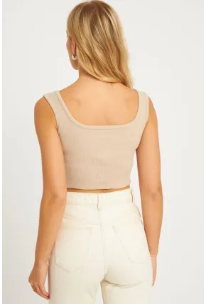 Kadın Taş Kare Yaka Crop Bluz XL2003