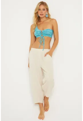 Kadın Taş Keten Şalvar Pantolon K1252