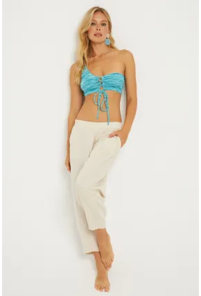 Kadın Taş Keten Şalvar Pantolon K1252