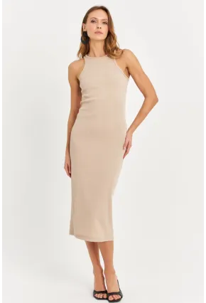 Kadın Taş Kolsuz Kaşkorse Midi Elbise EY3049