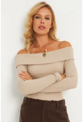 Kadın Taş Madonna Yaka Kaşkorse Bluz XL2210