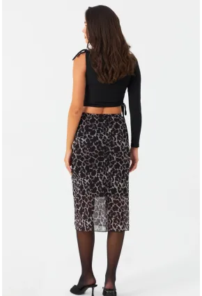 Kadın Taş-Siyah Astarlı Desenli Tül Etek CG391