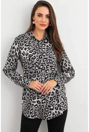Kadın Taş-Siyah Desenli Gömlek MASF227