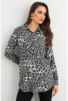 Kadın Taş-Siyah Desenli Gömlek MASF227