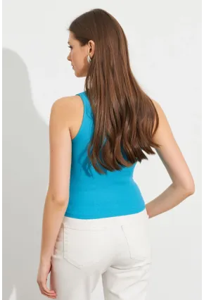 Kadın Turkuaz Patlı Kaşkorse Bluz MK02