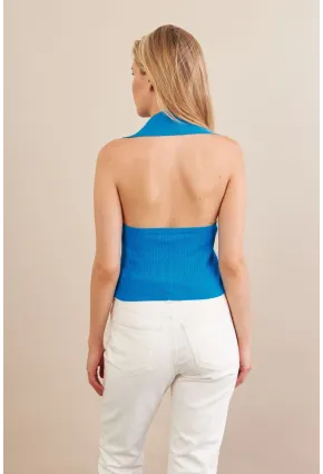 Kadın Turkuaz Sırtı Açık Bluz ZH01-90