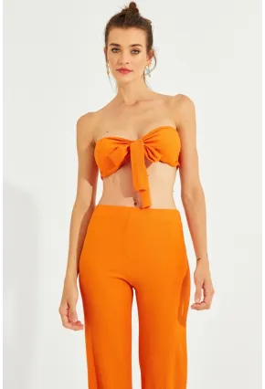 Kadın Turuncu Büstiyerli Pantolon Takım YEL221225