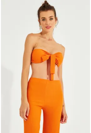 Kadın Turuncu Büstiyerli Pantolon Takım YEL221225