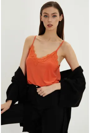 Kadın Turuncu Dantelli Atlet LPP5008
