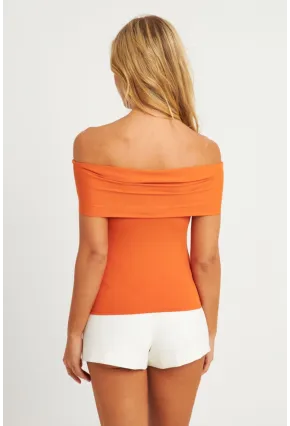 Kadın Turuncu Madonna Yaka Bluz CY340