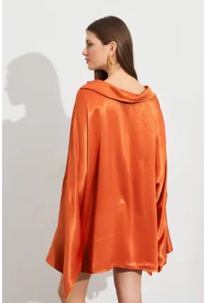 Kadın Turuncu Oversize Gömlek ROP106