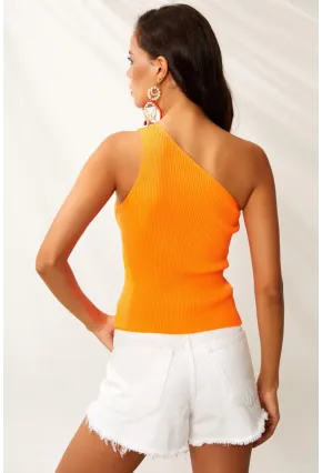 Kadın Turuncu Tek Omuz Triko Bluz YV90