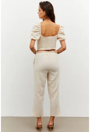 Kadın Vanilya Alt-Üst Keten Takım PP7440