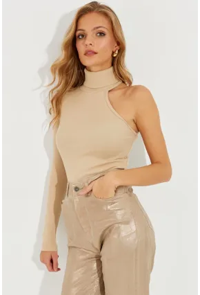 Kadın Vanilya Balıkçı Tek Kol Kaşkorse Bluz EY1118