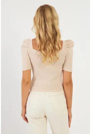 Kadın Vanilya Balon Kol Kaşkorse Bluz XL2019