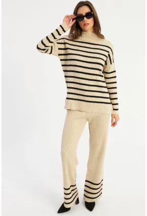 Kadın Vanilya Çizgili Alt Üst Takım MYİL11