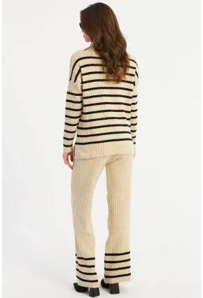 Kadın Vanilya Çizgili Alt Üst Takım MYİL11