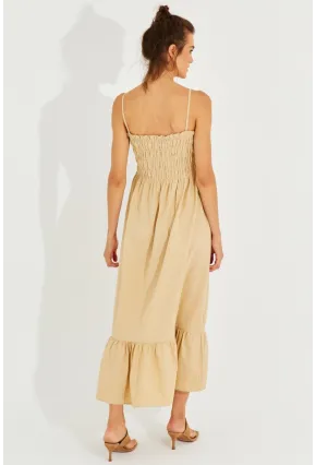 Kadın Vanilya Gipeli Askılı Midi Elbise MEN2000