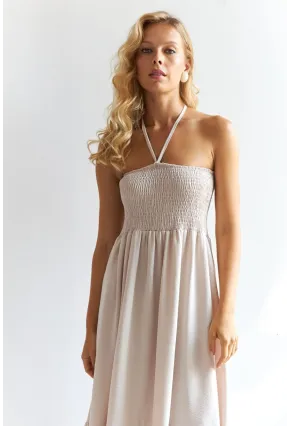 Kadın Vanilya Gipeli Midi Elbise SF12813