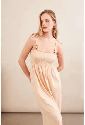 Kadın Vanilya Gipeli Midi Plaj Elbisesi OR501