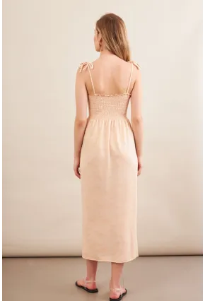 Kadın Vanilya Gipeli Midi Plaj Elbisesi OR501