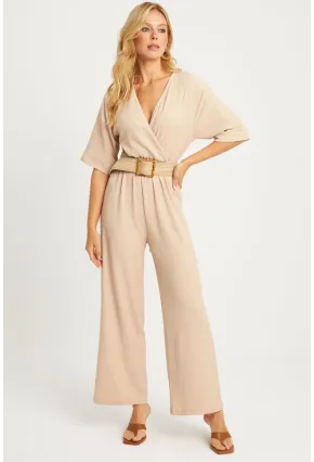 Kadın Vanilya Kruvaze Kemerli Bürümcük Tulum XL2009