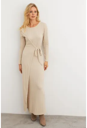 Kadın Vanilya Kruvaze Maxi Elbise MTF31