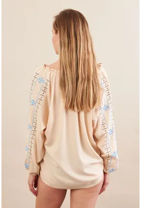 Kadın Vanilya Nakışlı Bluz MPC1344