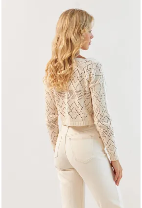 Kadın Vanilya Önü Büzgülü Triko Bluz MP20148