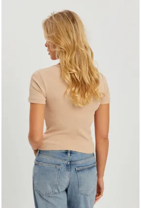 Kadın Vanılya Önü Büzgülü V Yaka Bluz AYD309